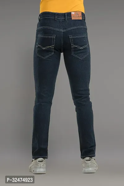 Comfortable Blue Denim Mid-Rise Jeans For Men-thumb2