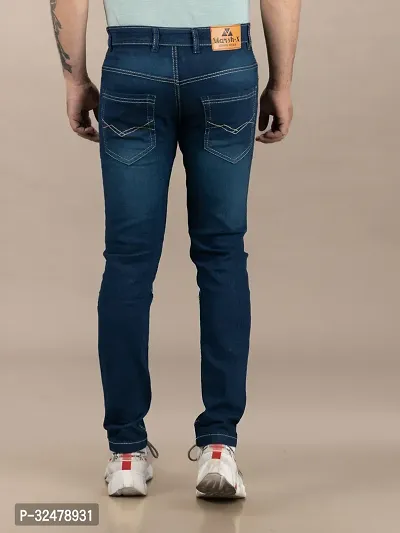 Comfortable Blue Denim Mid-Rise Jeans For Men-thumb2