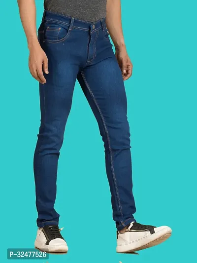 Comfortable Blue Denim Mid-Rise Jeans For Men-thumb3