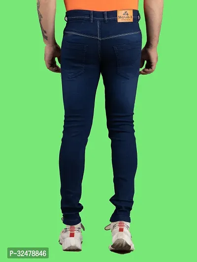 Comfortable Blue Denim Mid-Rise Jeans For Men-thumb2