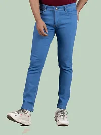 Comfortable Blue Denim Mid-Rise Jeans For Men-thumb1