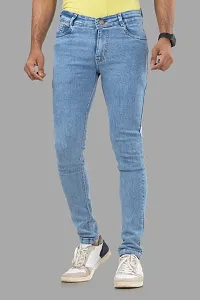 Comfortable Blue Denim Mid-Rise Jeans For Men-thumb1