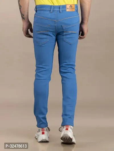 Comfortable Blue Denim Mid-Rise Jeans For Men-thumb2