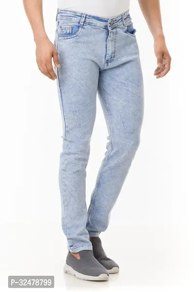 Comfortable Blue Denim Mid-Rise Jeans For Men-thumb3