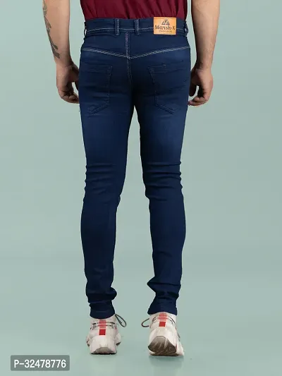 Comfortable Blue Denim Mid-Rise Jeans For Men-thumb2