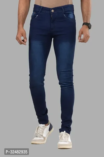 Elegant Denim Solid Jeans For Men And Boys