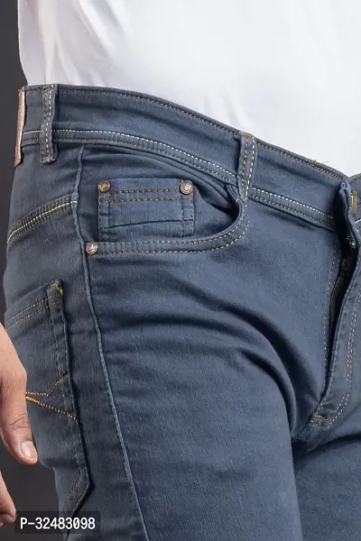 Elegant Denim Solid Jeans For Men And Boys-thumb4