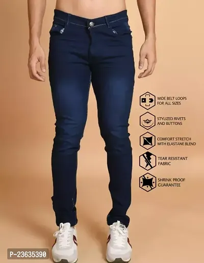 Stylish Denim Solid Mid-Rise Jeans For Men-thumb0