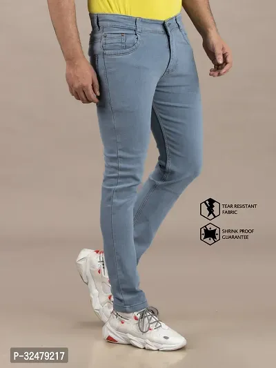 Comfortable Grey Denim Mid-Rise Jeans For Men-thumb3