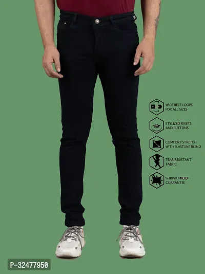 Comfortable Black Denim Mid-Rise Jeans For Men-thumb0