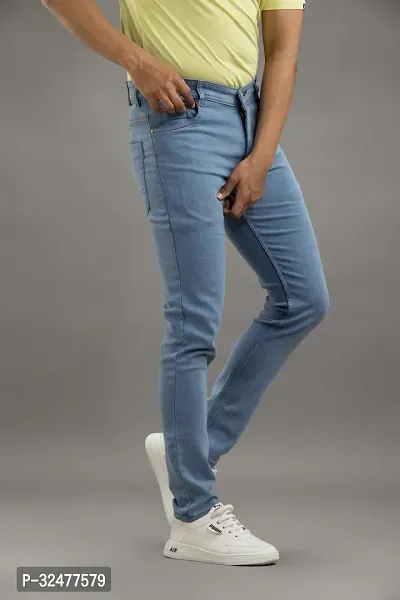 Comfortable Blue Denim Mid-Rise Jeans For Men-thumb3