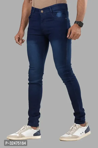 Comfortable Blue Denim Mid-Rise Jeans For Men-thumb0