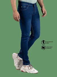 Comfortable Blue Denim Mid-Rise Jeans For Men-thumb2