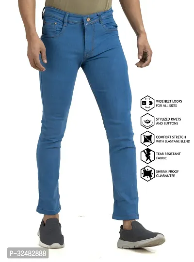 Elegant Denim Solid Jeans For Men And Boys