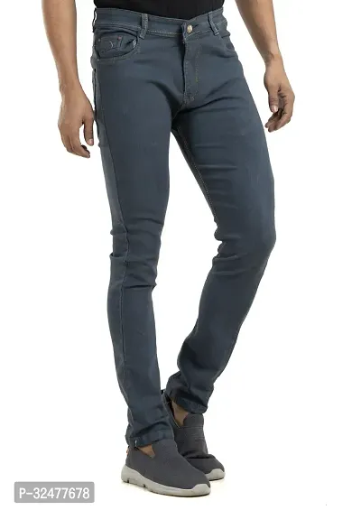 Comfortable Grey Denim Mid-Rise Jeans For Men-thumb3