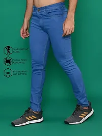 Stylish Blue Denim Solid Mid-Rise Jeans For Men-thumb2