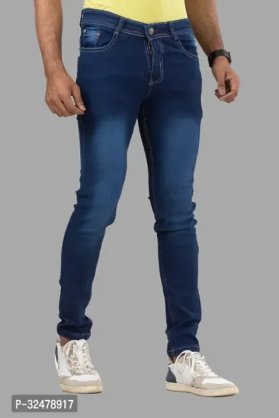 Comfortable Blue Denim Mid-Rise Jeans For Men-thumb3