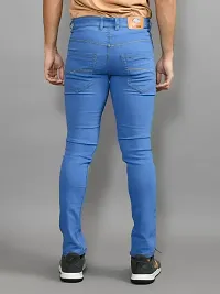 Stylish Blue Denim Solid Mid-Rise Jeans For Men-thumb1