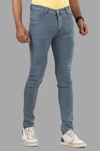 Comfortable Grey Denim Mid-Rise Jeans For Men-thumb2