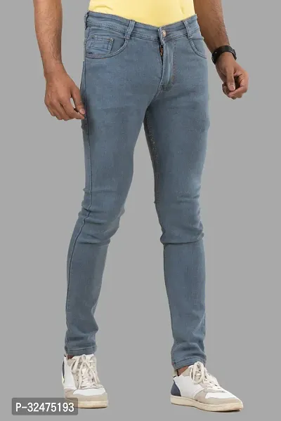 Comfortable Grey Denim Mid-Rise Jeans For Men-thumb3