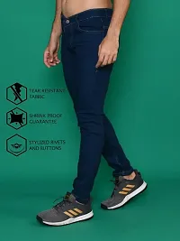 Stylish Blue Denim Solid Mid-Rise Jeans For Men-thumb2