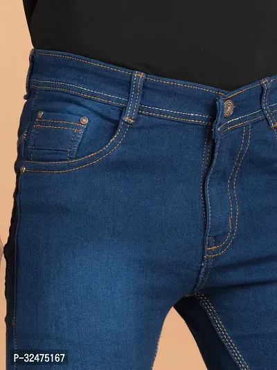 Comfortable Blue Denim Mid-Rise Jeans For Men-thumb4