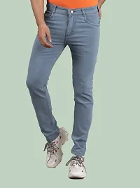 Comfortable Grey Denim Mid-Rise Jeans For Men-thumb1