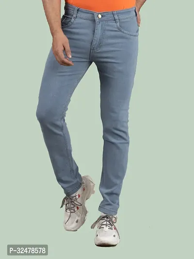 Comfortable Grey Denim Mid-Rise Jeans For Men-thumb2