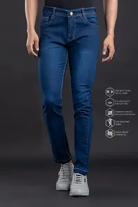 Comfortable Blue Denim Mid-Rise Jeans For Men-thumb1