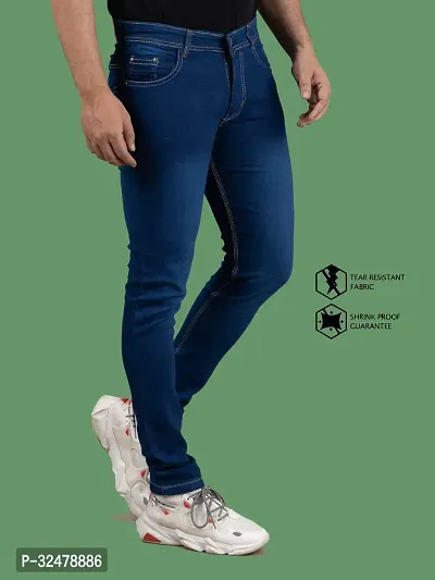 Comfortable Blue Denim Mid-Rise Jeans For Men-thumb3