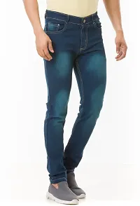 Comfortable Blue Denim Mid-Rise Jeans For Men-thumb2