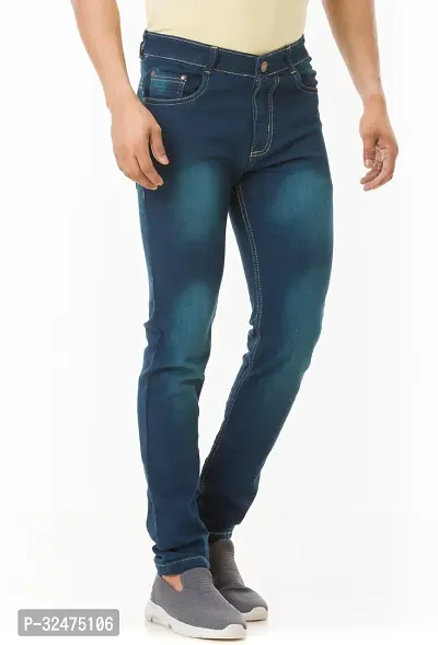 Comfortable Blue Denim Mid-Rise Jeans For Men-thumb3