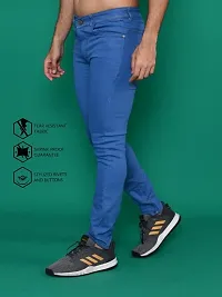 Stylish Blue Denim Solid Mid-Rise Jeans For Men-thumb1