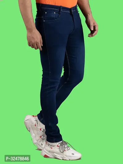 Comfortable Blue Denim Mid-Rise Jeans For Men-thumb3