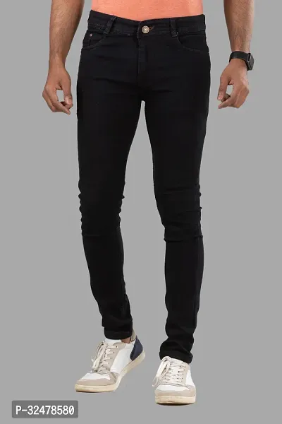 Comfortable Black Denim Mid-Rise Jeans For Men-thumb2