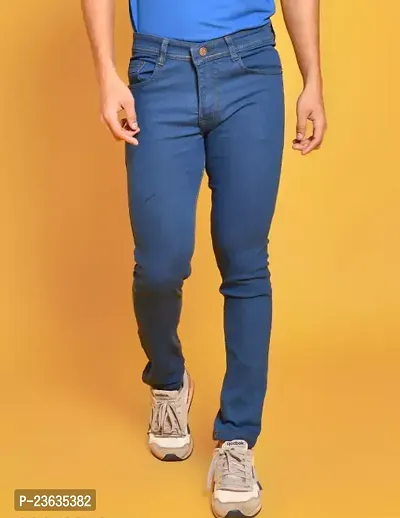 Stylish Denim Solid Mid-Rise Jeans For Men