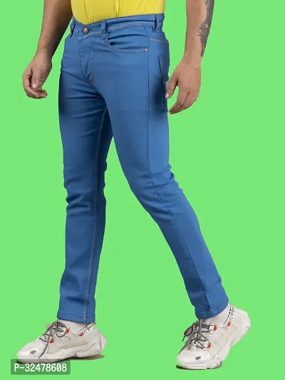 Comfortable Blue Denim Mid-Rise Jeans For Men-thumb0