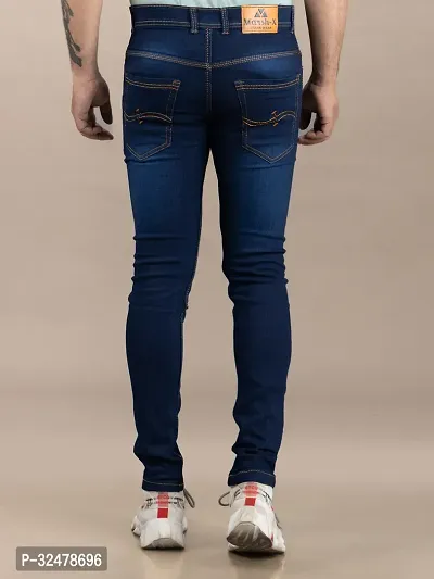 Comfortable Blue Denim Mid-Rise Jeans For Men-thumb2