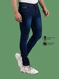 Stylish Blue Denim Solid Mid-Rise Jeans For Men-thumb2