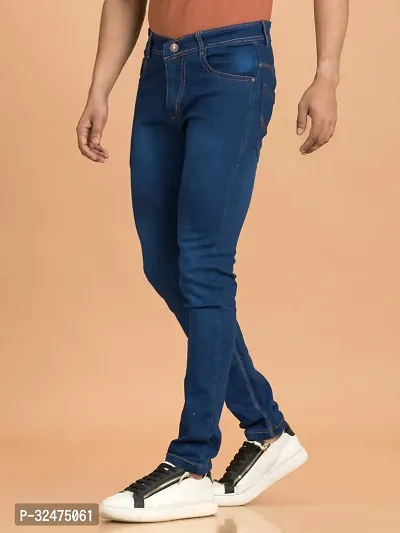 Comfortable Blue Denim Mid-Rise Jeans For Men-thumb0