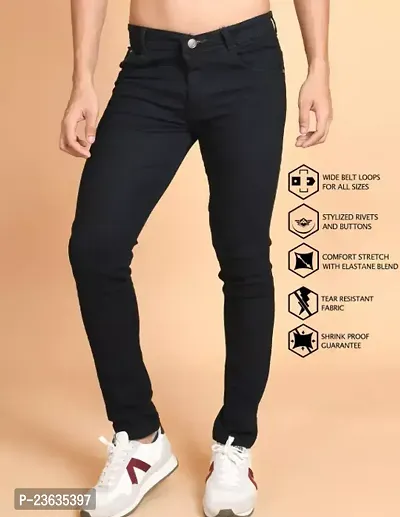 Stylish Denim Solid Mid-Rise Jeans For Men-thumb0