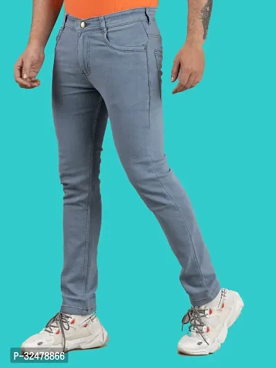 Comfortable Grey Denim Mid-Rise Jeans For Men-thumb4