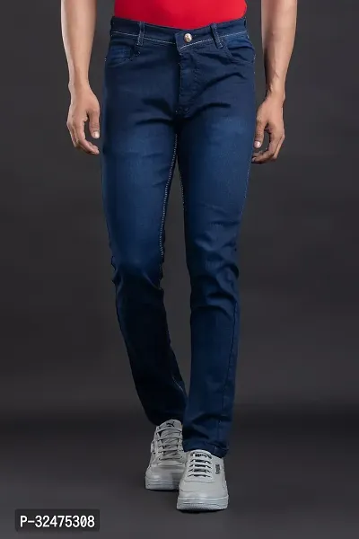 Comfortable Blue Denim Mid-Rise Jeans For Men-thumb2