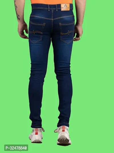 Comfortable Blue Denim Mid-Rise Jeans For Men-thumb2