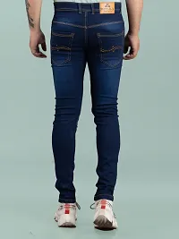 Stylish Blue Denim Solid Mid-Rise Jeans For Men-thumb1