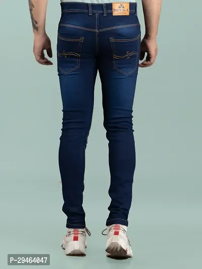 Stylish Blue Denim Solid Mid-Rise Jeans For Men-thumb2