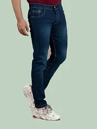 Comfortable Blue Denim Mid-Rise Jeans For Men-thumb2