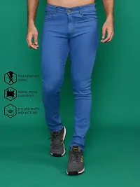 Stylish Blue Denim Solid Mid-Rise Jeans For Men-thumb3