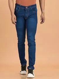 Comfortable Blue Denim Mid-Rise Jeans For Men-thumb1