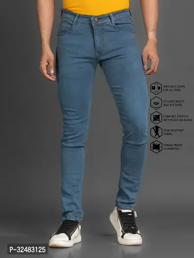 Elegant Denim Solid Jeans For Men And Boys-thumb0